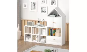  

Versatile House-Shaped Children's Bookshelf: Durable, Adjustable Storage for Playrooms & Bedrooms