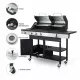 3-Burner Propane Gas BBQ Grill with Side Burner, combined with charcoal grill, 37230BTU Output With Enameled Cast Iron Cooking Grids For Outdoor Barbecue, Stainless Steel 3-Burner Propane Gas BBQ Grill with Side Burner, combined with charcoal grill, 37230BTU Output With Enameled Cast Iron Cooking Grids For Outdoor Barbecue, Stainless Steel