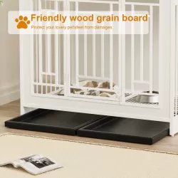 43.3 inch Dog Crate Furniture for Large Dogs,Wooden Dog Crate with Divider,Double Door Dog Kennel with Three Drawers Storages,Heavy Duty Dogs Decorative Pet House for Large Medium Dogs ,White 43.3 inch Dog Crate Furniture for Large Dogs,Wooden Dog Crate with Divider,Double Door Dog Kennel with Three Drawers Storages,Heavy Duty Dogs Decorative Pet House for Large Medium Dogs ,White