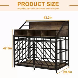 43.3 inch Dog Crate Furniture for Large Dogs,Wooden Dog Crate with Divider,Double Door Dog Kennel with Three Drawers Storages,Heavy Duty Dogs Decorative Pet House for Large Medium Dogs ,Rustic Brown 43.3 inch Dog Crate Furniture for Large Dogs,Wooden Dog Crate with Divider,Double Door Dog Kennel with Three Drawers Storages,Heavy Duty Dogs Decorative Pet House for Large Medium Dogs ,Rustic Brown