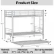 Heavy-duty Sturdy Meta Twin over Twin with Trundle Bunk Bed/l/ Noise Reduced/ Safety Guardrail/No Box Spring Needed,Gray Silver Heavy-duty Sturdy Meta Twin over Twin with Trundle Bunk Bed/l/ Noise Reduced/ Safety Guardrail/No Box Spring Needed,Gray Silver
