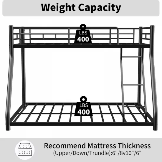 Metal Twin over Full Bunk Bed/ Heavy-duty Sturdy Metal/ Noise Reduced/ Safety Guardrail/ CPC Certified/ No Box Spring Needed Metal Twin over Full Bunk Bed/ Heavy-duty Sturdy Metal/ Noise Reduced/ Safety Guardrail/ CPC Certified/ No Box Spring Needed
