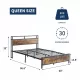Industrial QUEEN Bed Frame with LED Lights and 2 USB Ports, Bed Frame Full Size with Storage, Noise Free, No Box Spring Needed, Rustic Brown Industrial QUEEN Bed Frame with LED Lights and 2 USB Ports, Bed Frame Full Size with Storage, Noise Free, No Box Spring Needed, Rustic Brown