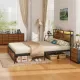 Industrial QUEEN Bed Frame with LED Lights and 2 USB Ports, Bed Frame Full Size with Storage, Noise Free, No Box Spring Needed, Rustic Brown Industrial QUEEN Bed Frame with LED Lights and 2 USB Ports, Bed Frame Full Size with Storage, Noise Free, No Box Spring Needed, Rustic Brown
