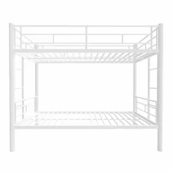 Bunk Bed Twin Over Twin Size with Ladder and high Guardrail, Able to Split, Metal Bunk Bed, Storage Space, Noise Free,White
