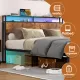 Industrial Full Bed Frame with LED Lights and 2 USB Ports, Bed Frame Full Size with Storage, Noise Free, No Box Spring Needed, Rustic Brown Industrial Full Bed Frame with LED Lights and 2 USB Ports, Bed Frame Full Size with Storage, Noise Free, No Box Spring Needed, Rustic Brown