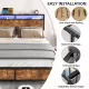 Industrial Full Bed Frame with LED Lights and 2 USB Ports, Bed Frame Full Size with Storage, Noise Free, No Box Spring Needed, Rustic Brown Industrial Full Bed Frame with LED Lights and 2 USB Ports, Bed Frame Full Size with Storage, Noise Free, No Box Spring Needed, Rustic Brown