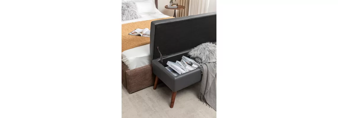 Stylish and Functional: Dark Grey Leather Storage Bench for Bedroom and Entryway
Stylish and Functional: Dark Grey Leather Storage Bench for Bedroom and Entryway