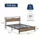 Industrial Full Bed Frame with LED Lights and 2 USB Ports, Bed Frame Full Size with Storage, Noise Free, No Box Spring Needed, Rustic Brown Industrial Full Bed Frame with LED Lights and 2 USB Ports, Bed Frame Full Size with Storage, Noise Free, No Box Spring Needed, Rustic Brown