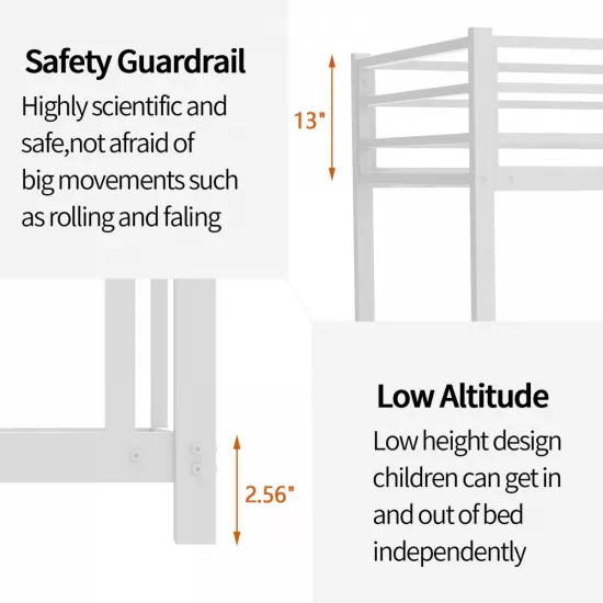 Metal Twin over Twin Bunk Bed/ Heavy-duty Sturdy Metal/ Noise Reduced/ Safety Guardrail/No Box Spring Needed,White Metal Twin over Twin Bunk Bed/ Heavy-duty Sturdy Metal/ Noise Reduced/ Safety Guardrail/No Box Spring Needed,White