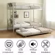 Heavy-duty Sturdy Meta Twin over Twin with Trundle Bunk Bed/l/ Noise Reduced/ Safety Guardrail/No Box Spring Needed,Gray Silver Heavy-duty Sturdy Meta Twin over Twin with Trundle Bunk Bed/l/ Noise Reduced/ Safety Guardrail/No Box Spring Needed,Gray Silver