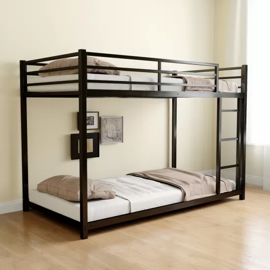 Metal Twin over Twin Bunk Bed/ Heavy-duty Sturdy Metal/ Noise Reduced/ Safety Guardrail/No Box Spring Needed,Black Metal Twin over Twin Bunk Bed/ Heavy-duty Sturdy Metal/ Noise Reduced/ Safety Guardrail/No Box Spring Needed,Black