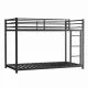 Metal Twin over Twin Bunk Bed/ Heavy-duty Sturdy Metal/ Noise Reduced/ Safety Guardrail/No Box Spring Needed,Black Metal Twin over Twin Bunk Bed/ Heavy-duty Sturdy Metal/ Noise Reduced/ Safety Guardrail/No Box Spring Needed,Black