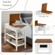 Narrow 2-tone End Table with USB Charging Ports for Small Space, SOLID WOOD Table Legs, White and Walnut, 11.8 Inch W*24 Inch D*24.2 Inch H Narrow 2-tone End Table with USB Charging Ports for Small Space, SOLID WOOD Table Legs, White and Walnut, 11.8 Inch W*24 Inch D*24.2 Inch H
