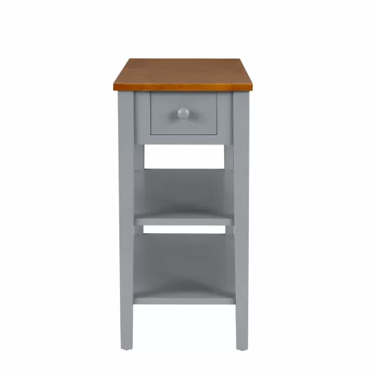 Narrow 2-tone End Table with USB Charging Ports for Small Space, SOLID WOOD Table Legs, Gray and Walnut, 11.8 Inch W*24 Inch D*24.2 Inch H Narrow 2-tone End Table with USB Charging Ports for Small Space, SOLID WOOD Table Legs, Gray and Walnut, 11.8 Inch W*24 Inch D*24.2 Inch H