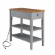 Narrow 2-tone End Table with USB Charging Ports for Small Space, SOLID WOOD Table Legs, Gray and Walnut, 11.8 Inch W*24 Inch D*24.2 Inch H Narrow 2-tone End Table with USB Charging Ports for Small Space, SOLID WOOD Table Legs, Gray and Walnut, 11.8 Inch W*24 Inch D*24.2 Inch H