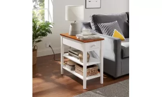  

Compact and Stylish Narrow 2-Tone End Table with USB Charging Ports for Small Spaces