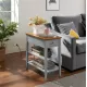 Narrow 2-tone End Table with USB Charging Ports for Small Space, SOLID WOOD Table Legs, Gray and Walnut, 11.8 Inch W*24 Inch D*24.2 Inch H Narrow 2-tone End Table with USB Charging Ports for Small Space, SOLID WOOD Table Legs, Gray and Walnut, 11.8 Inch W*24 Inch D*24.2 Inch H