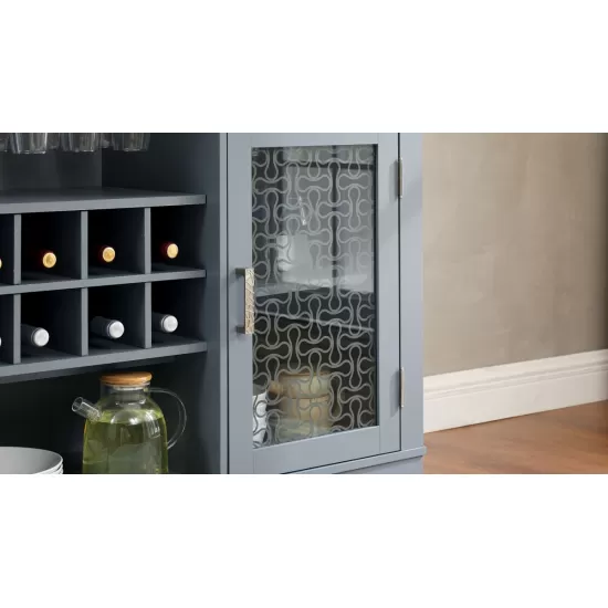 Modern Farmhouse Buffet Cabinet, Sideboard with 2 Drawers and Elegant Glass Door Cabinets, Wine and Glass Rack, Coffee Bar for Kitchen, Dining Room, Light Blue and Light Oak, 56.46 Inch W*15.55 Inch D*35.74 Inch H Modern Farmhouse Buffet Cabinet, Sideboard with 2 Drawers and Elegant Glass Door Cabinets, Wine and Glass Rack, Coffee Bar for Kitchen, Dining Room, Light Blue and Light Oak, 56.46 Inch W*15.55 Inch D*35.74 Inch H