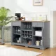 Modern Farmhouse Buffet Cabinet, Sideboard with 2 Drawers and Elegant Glass Door Cabinets, Wine and Glass Rack, Coffee Bar for Kitchen, Dining Room, Light Blue and Light Oak, 56.46 Inch W*15.55 Inch D*35.74 Inch H Modern Farmhouse Buffet Cabinet, Sideboard with 2 Drawers and Elegant Glass Door Cabinets, Wine and Glass Rack, Coffee Bar for Kitchen, Dining Room, Light Blue and Light Oak, 56.46 Inch W*15.55 Inch D*35.74 Inch H