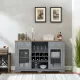 Modern Farmhouse Buffet Cabinet, Sideboard with 2 Drawers and Elegant Glass Door Cabinets, Wine and Glass Rack, Coffee Bar for Kitchen, Dining Room, Light Blue and Light Oak, 56.46 Inch W*15.55 Inch D*35.74 Inch H Modern Farmhouse Buffet Cabinet, Sideboard with 2 Drawers and Elegant Glass Door Cabinets, Wine and Glass Rack, Coffee Bar for Kitchen, Dining Room, Light Blue and Light Oak, 56.46 Inch W*15.55 Inch D*35.74 Inch H