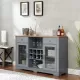 Modern Farmhouse Buffet Cabinet, Sideboard with 2 Drawers and Elegant Glass Door Cabinets, Wine and Glass Rack, Coffee Bar for Kitchen, Dining Room, Light Blue and Light Oak, 56.46 Inch W*15.55 Inch D*35.74 Inch H Modern Farmhouse Buffet Cabinet, Sideboard with 2 Drawers and Elegant Glass Door Cabinets, Wine and Glass Rack, Coffee Bar for Kitchen, Dining Room, Light Blue and Light Oak, 56.46 Inch W*15.55 Inch D*35.74 Inch H