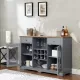 Modern Farmhouse Buffet Cabinet, Sideboard with 2 Drawers and Elegant Glass Door Cabinets, Wine and Glass Rack, Coffee Bar for Kitchen, Dining Room, Light Blue and Light Oak, 56.46 Inch W*15.55 Inch D*35.74 Inch H Modern Farmhouse Buffet Cabinet, Sideboard with 2 Drawers and Elegant Glass Door Cabinets, Wine and Glass Rack, Coffee Bar for Kitchen, Dining Room, Light Blue and Light Oak, 56.46 Inch W*15.55 Inch D*35.74 Inch H