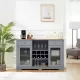 Modern Farmhouse Buffet Cabinet, Sideboard with 2 Drawers and Elegant Glass Door Cabinets, Wine and Glass Rack, Coffee Bar for Kitchen, Dining Room, Light Blue and Light Oak, 56.46 Inch W*15.55 Inch D*35.74 Inch H Modern Farmhouse Buffet Cabinet, Sideboard with 2 Drawers and Elegant Glass Door Cabinets, Wine and Glass Rack, Coffee Bar for Kitchen, Dining Room, Light Blue and Light Oak, 56.46 Inch W*15.55 Inch D*35.74 Inch H