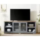 Modern Farmhouse TV Media Stand, Large Home Entertainment Console, for TV Up to 80'', with Open Shelves and Glass Door Cabinets, Light Blue and Light Oak, 70 Inch W*15.55 Inch D*26.85 Inch H Modern Farmhouse TV Media Stand, Large Home Entertainment Console, for TV Up to 80'', with Open Shelves and Glass Door Cabinets, Light Blue and Light Oak, 70 Inch W*15.55 Inch D*26.85 Inch H