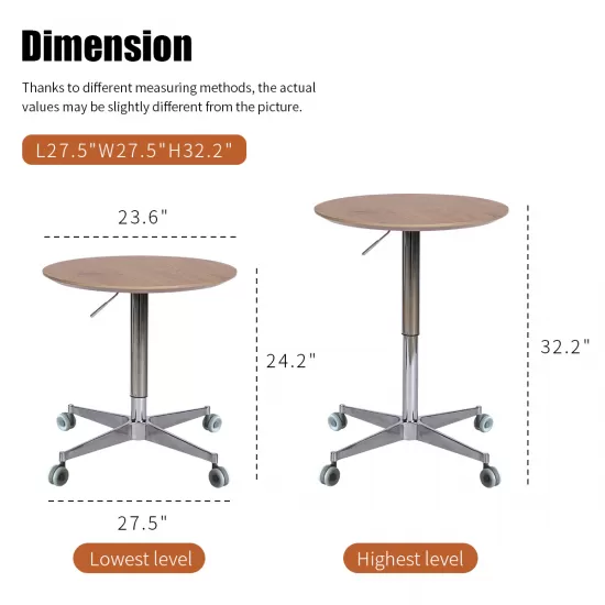 Movable Adjustable Coffee Table 360 Swivel Counter Bar Height Aluminum Star Base Movable for End Table Dining Room Home Kitchen Table Movable Adjustable Coffee Table 360 Swivel Counter Bar Height Aluminum Star Base Movable for End Table Dining Room Home Kitchen Table