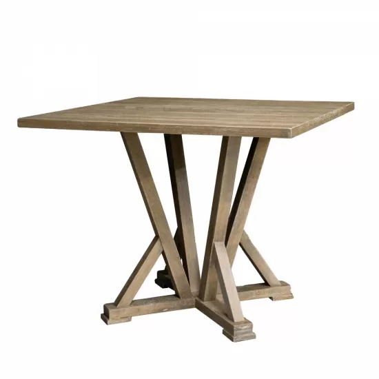 Modern Farmhouse Square Counter Table 45inch Solid Wood Rubberwood Antique Finishing Rustic Look Distressed Look Wire Brushed for 4 seaters 36inch height Modern Farmhouse Square Counter Table 45inch Solid Wood Rubberwood Antique Finishing Rustic Look Distressed Look Wire Brushed for 4 seaters 36inch height
