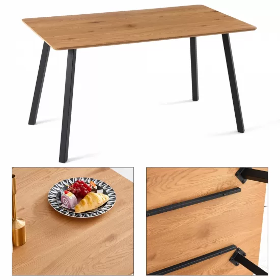 Modern Design Rectangle MDF Restaurant Wooden Dining Table With Metal Frame Modern Design Rectangle MDF Restaurant Wooden Dining Table With Metal Frame
