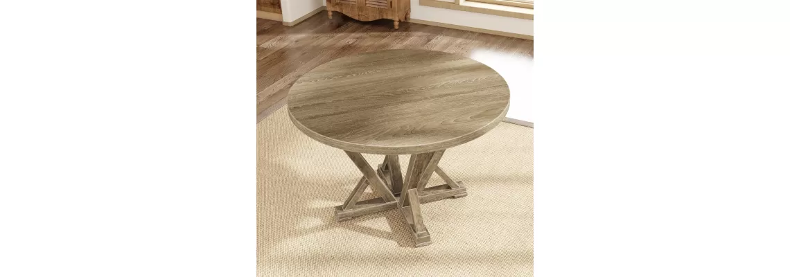 Rustic Charm Meets Modern Elegance: The 45.7inch Solid Wood Round Dining Table for Your Farmhouse
