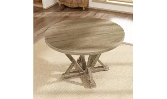 Rustic Charm Meets Modern Elegance: The 45.7inch Solid Wood Round Dining Table for Your Farmhouse