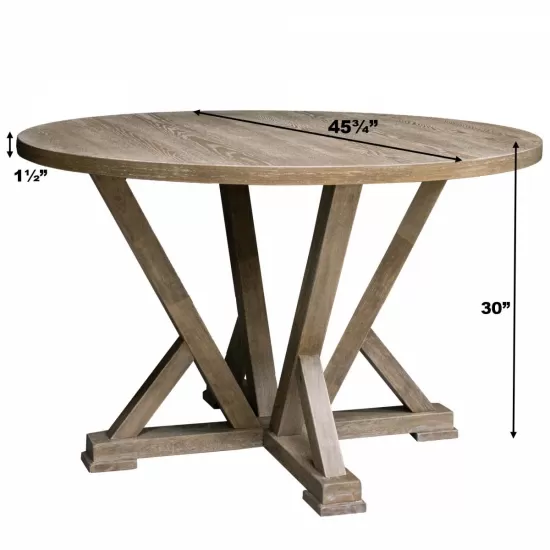 Modern Farmhouse Round Dining Table 45.7inch Solid Wood Rubberwood Antique Finishing Rustic Look Distressed Look Wire Brushed for 4 seaters Modern Farmhouse Round Dining Table 45.7inch Solid Wood Rubberwood Antique Finishing Rustic Look Distressed Look Wire Brushed for 4 seaters