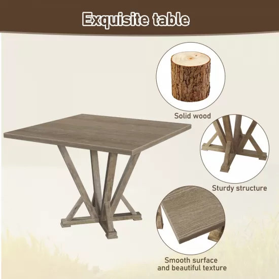 Modern Farmhouse Square Counter Table 45inch Solid Wood Rubberwood Antique Finishing Rustic Look Distressed Look Wire Brushed for 4 seaters 36inch height Modern Farmhouse Square Counter Table 45inch Solid Wood Rubberwood Antique Finishing Rustic Look Distressed Look Wire Brushed for 4 seaters 36inch height