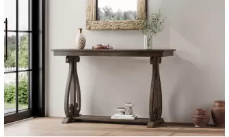 Rustic Charm Meets Modern Functionality: The TREXM 48-Inch Farmhouse Console Table for Your Entryway