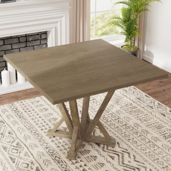 Modern Farmhouse Square Counter Table 45inch Solid Wood Rubberwood Antique Finishing Rustic Look Distressed Look Wire Brushed for 4 seaters 36inch height Modern Farmhouse Square Counter Table 45inch Solid Wood Rubberwood Antique Finishing Rustic Look Distressed Look Wire Brushed for 4 seaters 36inch height