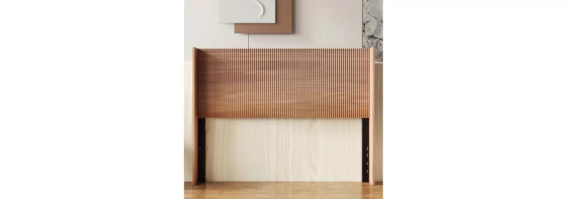 Modern Farmhouse Queen Bed with Wooden Integral Headboard in Golden Oak Modern Farmhouse Queen Bed with Wooden Integral Headboard in Golden Oak