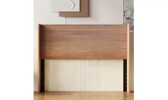 Modern Farmhouse Queen Bed with Wooden Integral Headboard in Golden Oak