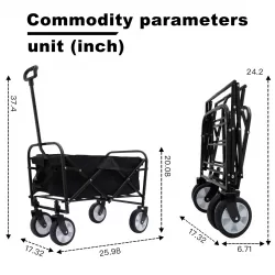 Collapsible Foldable Wagon Cart Beach Wagon Heavy Duty Utility Cart Utility Wagon Grocery Cart for for Camping Shopping Sports Gardeing Fishing 
Supports 225lbs ,All-Terrain Wheels black Collapsible Foldable Wagon Cart Beach Wagon Heavy Duty Utility Cart Utility Wagon Grocery Cart for for Camping Shopping Sports Gardeing Fishing 
Supports 225lbs ,All-Terrain Wheels black