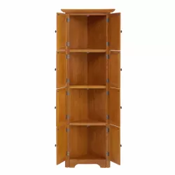 4-Tier 72 Inch  Corner Kitchen Pantry Storage Cabinet with 8 Doors Tall Storage Cabinet, Corner Cabinet and Adjustable Shelves, Home farmhouse bookshelf Cabinet for Bathroom, Living room, Kitchen OAK