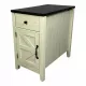 Farmhouse End Table Bedside Table with Charging Station,Night Stand with Barn Door and Drawer, Storage for Bedroom Living Room ,Bedside Table, White+Black color Farmhouse End Table Bedside Table with Charging Station,Night Stand with Barn Door and Drawer, Storage for Bedroom Living Room ,Bedside Table, White+Black color