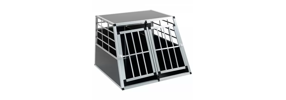 Double Doors Pet Travel Cage: Durable Aluminium Kennel for Dogs and Cats Double Doors Pet Travel Cage: Durable Aluminium Kennel for Dogs and Cats