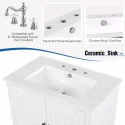 30 Inch  Bathroom Vanity with Sink Vintage Style, Multi-functional Storage Space, Door Shelf, Soft-closing Door, White 30 Inch  Bathroom Vanity with Sink Vintage Style, Multi-functional Storage Space, Door Shelf, Soft-closing Door, White