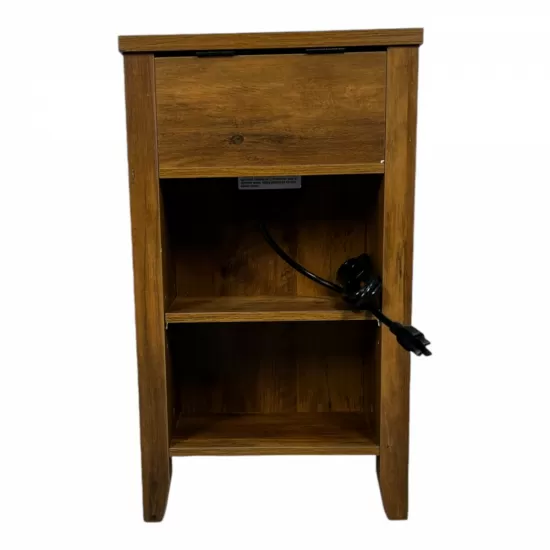 Farmhouse End Table Bedside Table with Charging Station,Night Stand with Barn Door and Drawer, Storage for Bedroom Living Room ,Bedside Table, Brown color Farmhouse End Table Bedside Table with Charging Station,Night Stand with Barn Door and Drawer, Storage for Bedroom Living Room ,Bedside Table, Brown color