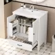 30 Inch Bathroom Vanity with Sink Vintage Style, Multi-functional Storage Space, Door Shelf, Soft-closing Door, White 30 Inch Bathroom Vanity with Sink Vintage Style, Multi-functional Storage Space, Door Shelf, Soft-closing Door, White