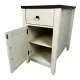 Farmhouse End Table Bedside Table with Charging Station,Night Stand with Barn Door and Drawer, Storage for Bedroom Living Room ,Bedside Table, White+Black color Farmhouse End Table Bedside Table with Charging Station,Night Stand with Barn Door and Drawer, Storage for Bedroom Living Room ,Bedside Table, White+Black color