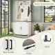 ON-TREND Farmhouse 4-in-1 Hall Tree with Barn Doors, Movable Bench with 7 Hanging Hooks and Shoe Storage Cabinet, 76.9 Inch H Entryway Coat Rack with 6 Brake Wheels for Hallway, Living Room, White ON-TREND Farmhouse 4-in-1 Hall Tree with Barn Doors, Movable Bench with 7 Hanging Hooks and Shoe Storage Cabinet, 76.9 Inch H Entryway Coat Rack with 6 Brake Wheels for Hallway, Living Room, White