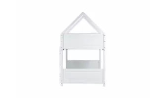   

Stylish and Safe Twin Over Twin House Floor Bunk Bed with Guardrails – Perfect for Kids' Rooms